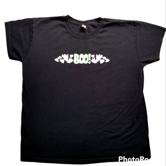 Halloween Ghost Boo Gel Graphic Black Tshirt sz XL - Picture 1 of 4